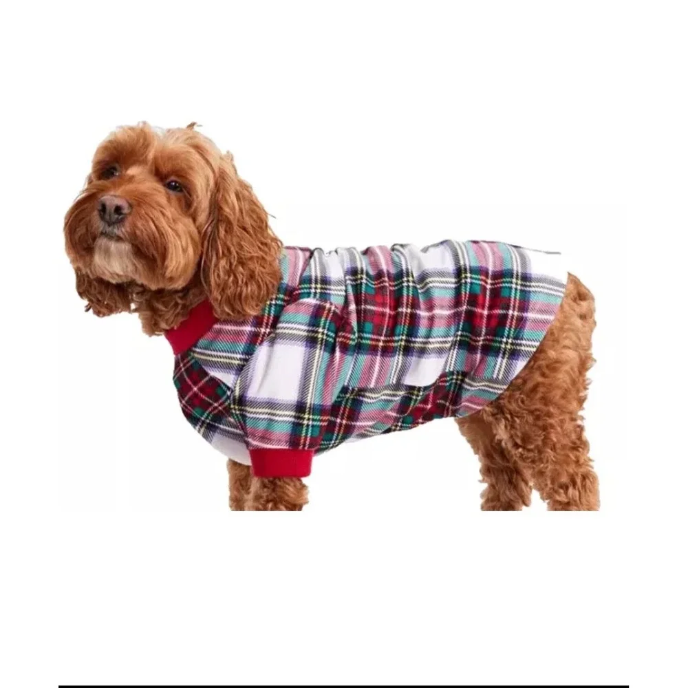 Stewart Plaid Holiday Christmas Pet Pajama Red Green White Dog Shirt Medium